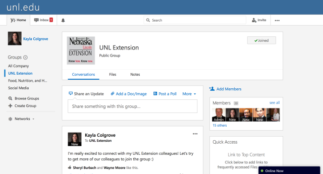 UNL Extension Group on Yammer