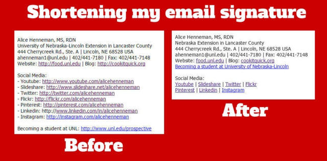 shortening email signature - fb